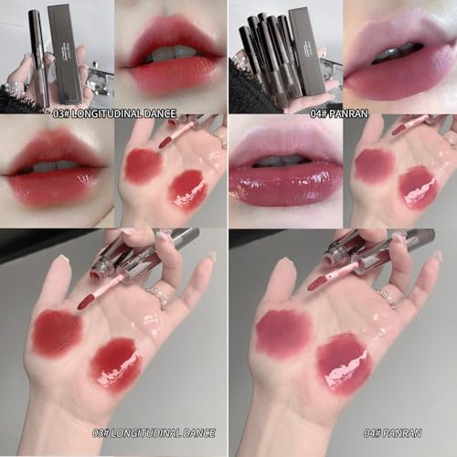 Image of Gege Bear Dual Lip Gloss | Matte & Mirror Glossy Double Headed Liquid Lipstick | Velvet Matte & High Shine | Nude Dream Red Wine Sakura Pink Brown | Moisturizing Lip Care Gloss | Korean Style Makeup Aesthetic | Best Hydrating Lipstick For Women (01# First Beauty, 2gX2)