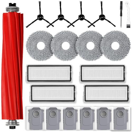 21 Stück Zubehörset für Roborock Qrevo S/Qrevo Pro/Qrevo MaxV Saugroboter Ersatzteile 1 Hauptbürste 6 Staubbeutel 4 Wischpad 4 HEPA Filter 4 Seitenbürste 1 Reinigungszubehör 1 Schraubendreher