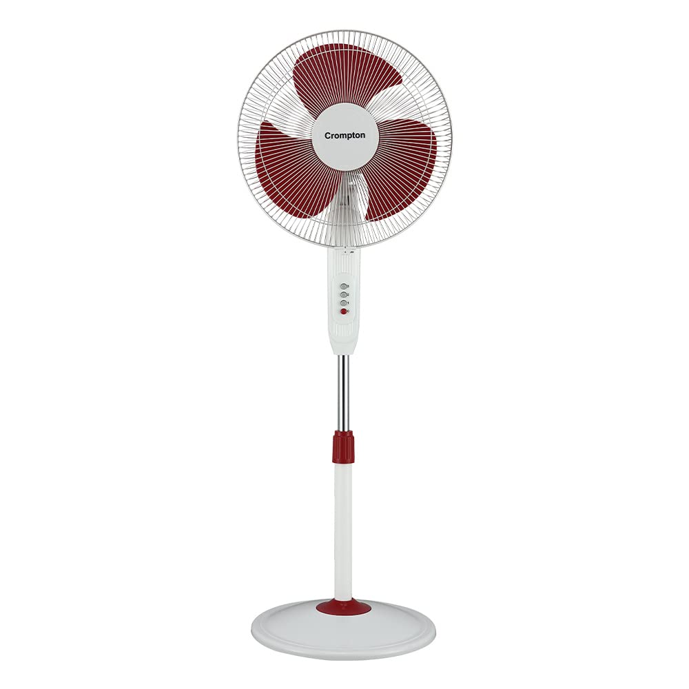 Crompton HISPEED Gale Classic 400 mm Pedestal Fan | Superior Air Delivery | Easy Neck Tilt Mechanism | Adjustable Height | Smooth Oscillation | 2 Year Warranty | White Red (B0C3D4VG6N) Amazon Price History, Amazon Price Tracker