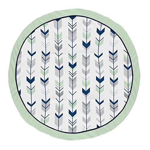 Image of Sweet Jojo Designs Navy Blue, Mint and Grey Woodland Arrow Playmat Tummy Time Baby and Infant Play Mat for Woodsy Collection