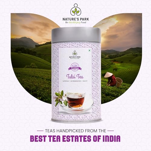 Image of Nature's Park Tulsi Black Tea - Blend with Tulsi Loose Leaves - 100gm