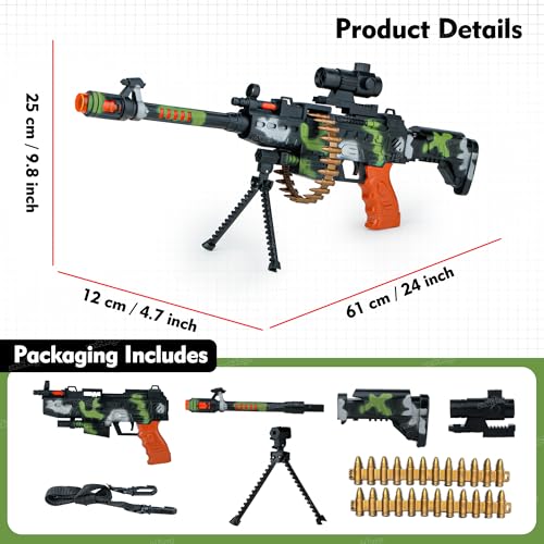 Image of zest 4 toyz 25 Musical Army Style Toy Gun for Kids with Music, Lights and Laser Light (Multi Color)
