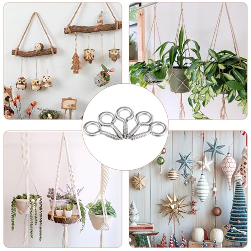 250 Pcs Eye Hook Screws, 304 Stainless Steel Screw Eyes 0.75"-1.75" 9 Size Eyelet Screw Heavy Duty Self Tapping Screws for Wood Picture Frame - Image 6