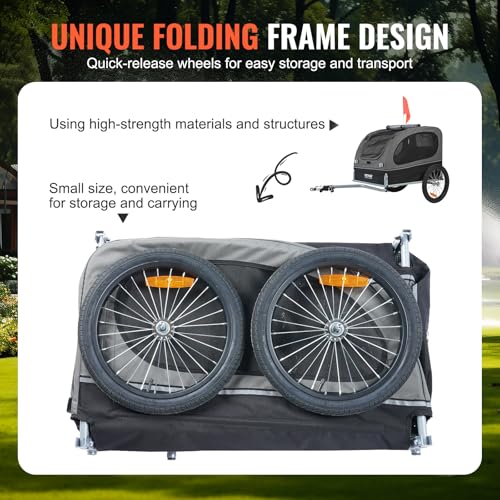 VEVOR Hundeanhänger 45 kg 2in1 Fahrradanhänger Kohlenstoffstahl + 600D Oxford-Gewebe + PP faltbar 1440 x 725 x 845 mm als Anhänger 1320 x 725 x 920 mm als Kinderwagen Hundebuggy Jogger Anhänger Blau