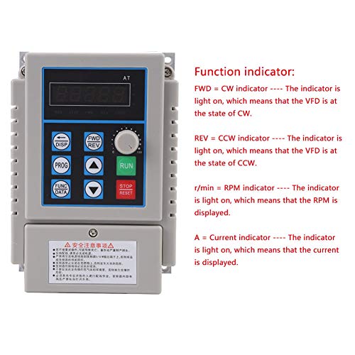 Greensen Variable Frequency Drive AC 220V 0.75KW 5A VFD Inverter Frequency Converter for Motor Speed Control Single Phase VFD Speed Controller Inverter - Thumbnail 6