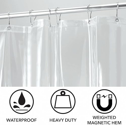 Miniatura 2 de mDesign - Cortina para baño de vinilo impermeable de alta calidad, calibre 10