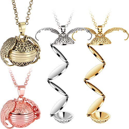 4 Pieces Expanding Photo Pendant Necklace Photos Locket Necklace Vintage Bronze Tone Angel