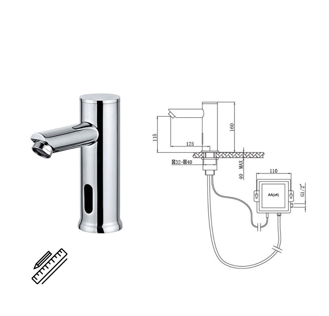 Grifo electrónico de lavabo S2, grifo con sensor automático mezclador de 2 aguas (Caliente y fría)