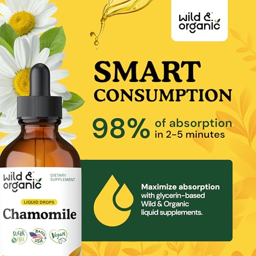 Wild & Organic Chamomile Flowers Tincture - Calming Supplement for Relaxation - Chamomile Extract Liquid Drops - Vegan, Sugar & Alcohol-Free - 4 fl oz - Thumbnail 4