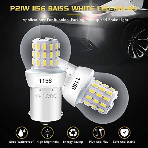 Alopee 2Pack P21W BA15S 6500K White LED Bulbs 39pcs 3014 Chips,10-30V DC RV Camper Brake Tail Reverse Bulbs Day Running Light Replacement bulbs for Stock#1156 1141 1003 7506 1073