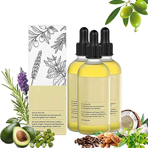Carvenchi Natural Hair Growth Oil, Rosemary Oil For Hair Growth Organic, Veganic Natural Hair Growth Oil For Thin Hair, Nourishes Scalp Hair Growth (3Pcs) #TOP13