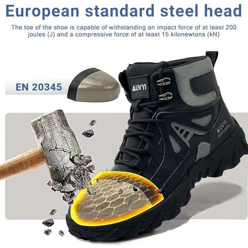 Waterproof Work Boots For Men - Steel Toe Boots Durable Comfortable Wide Toe Safety Shoes with Slip & Oil Resistant Outsole,Indestructible Construction4