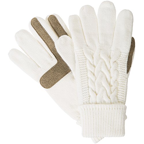 Isotoner Women's Cable Knit Gloves With Touchscreen Palm Patches, One Size, Ivory #TOP4