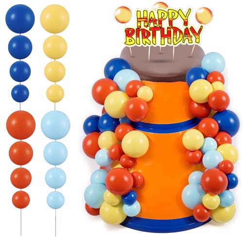 Fournitures de décoration de fête d'anniversaire avec 64 toppers gâteau et autocollants