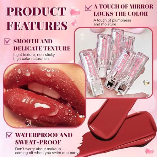 Image of Plumper Moisturizing Butter Lipstick for Women, Natural Tinted Lip Balm Shine Nourishing Hydrating Lip Gloss Stain for Dry Lips, Lightweight Lip Liner Care Makeup, Vegan, 2Pc Rose Red & Plum