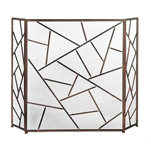 Parascintille Per Camino Schermo del camino semplice Schermo indipendente a 3 volte barriera antincendio con maglia in ferro battuto schermi antincendio for caminetti Griglie Decorative Antiscintille