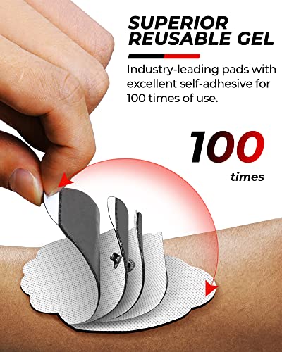 20-Pack TENS Unit Replacement Pads, Long-Lasting Snap Electrodes for 100 Times of Use per Pad, AVCOO Latex-Free TENS Pads Set Compatible with TENS EMS Devices Using 3.5mm Button Lead Wires