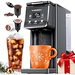 K Cup Coffee Maker With Bold Setting, Single Serve Hot & Iced Coffee Maker for K-Cup and Grounds, 52oz Removable Reservoir, 6 to14oz Brew Sizes, Pod Coffee Machine With Reusable Filter, Gray