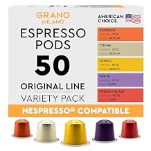 New Grano Milano Variety Pack Coffee Capsules - 50 Aluminum Coffee Pods Compatible with Nespresso Original line, Medium & Dark Roast, Made in Italy, Packaging May Vary