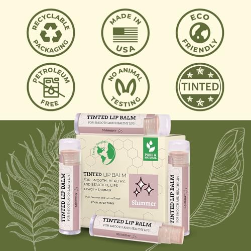 Tinted Lip Balm by Earthâs Daughter â 4 Pack of Shimmer Tint â Beeswax, Coconut Oil, Cocoa Butter, Vitamin E â Moisturize and Beautify â Paraben Free - Image 4