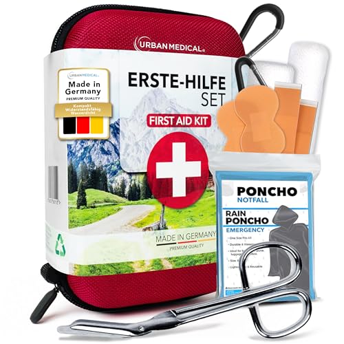 URBAN MEDICAL Outdoor Erste Hilfe Set aus Deutschland - Vollausgestatteter Verbandskasten inkl. Malteser Notfallbroschüre, Rettungsdecke...