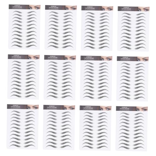 HAMPPLIES 12 hojas Pegatinas de Cejas Impermeables Tatuajes Temporales para Forma Natural sin Daños Rápido y Duradero