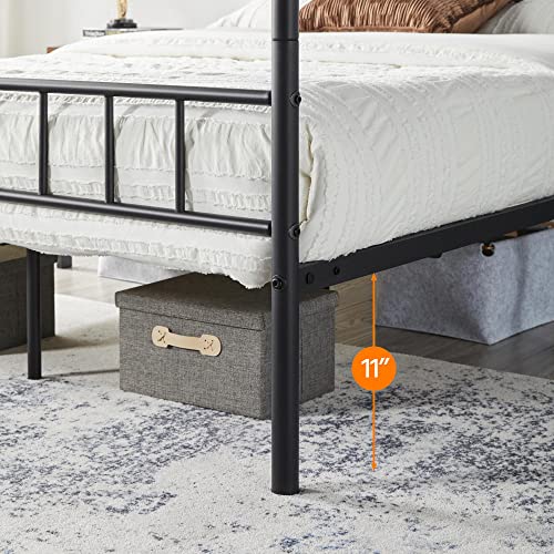 Yaheetech Metal Canopy Platform Bed Frame Four-Poster Canopied Bed Mattress Foundation With Headboard And Footboard Sturdy Slatted Structure No Box Spring Needed Easy Assembly Queen Black #TOP6