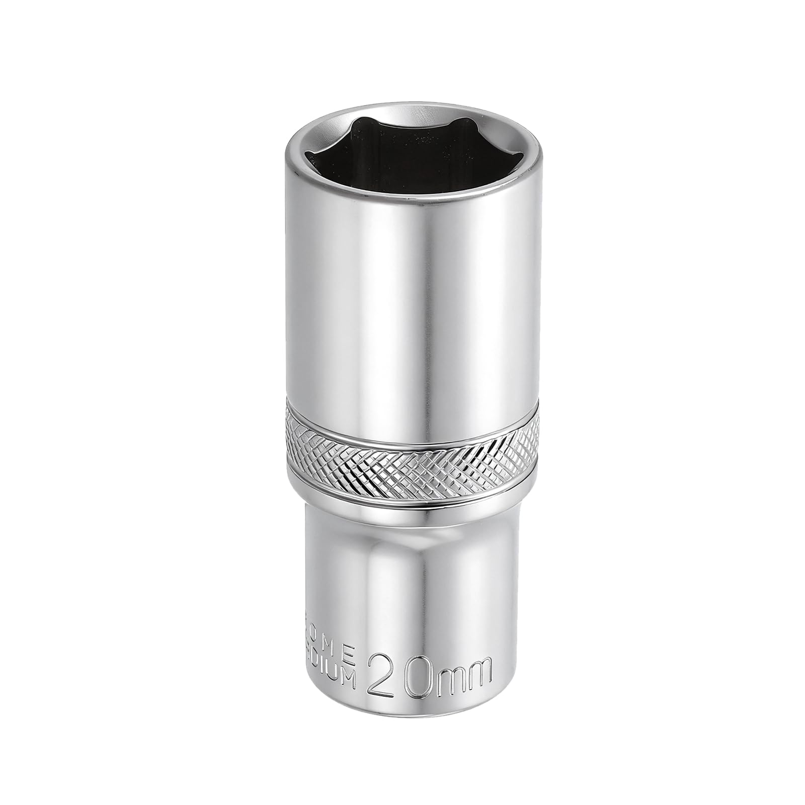 sourcing map 6 Points Deep Socket 3/8" Drive 20mm Deep Metric CR-V Steel Polished Nickel Plating Impact Sockets 64mm / 2.5" Long Flip Sleeve Tool for Home Auto Nuts Bolts Repair