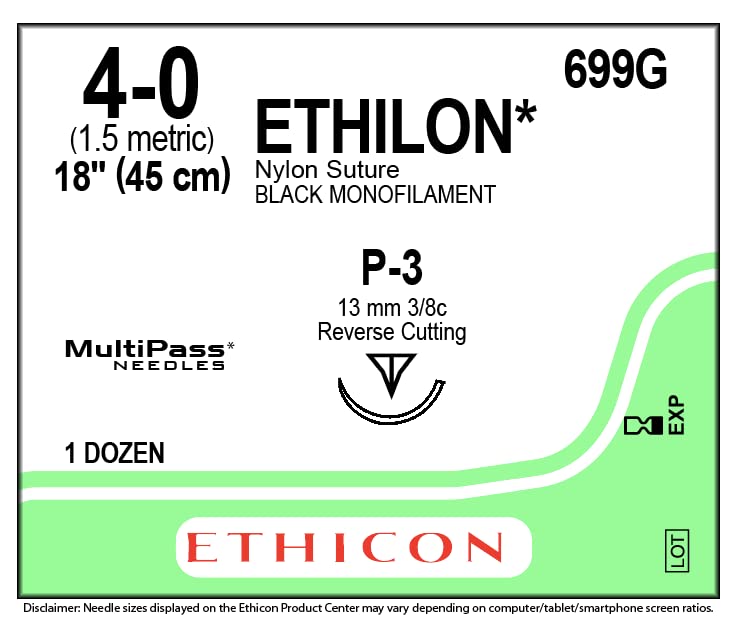 699G - 13 mm - ETHILON Nylon Sutures, ETHICON - Box of 12