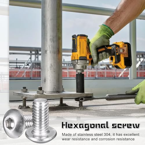 Gewindeschrauben und Linsenkopfschrauben - Hochwertige Inbusschrauben aus Edelstahl 304 mit Rundkopf und Unterlegscheibe - Langlebige,korrosionsbeständige, rostfreie und präzise ISK-Schrauben