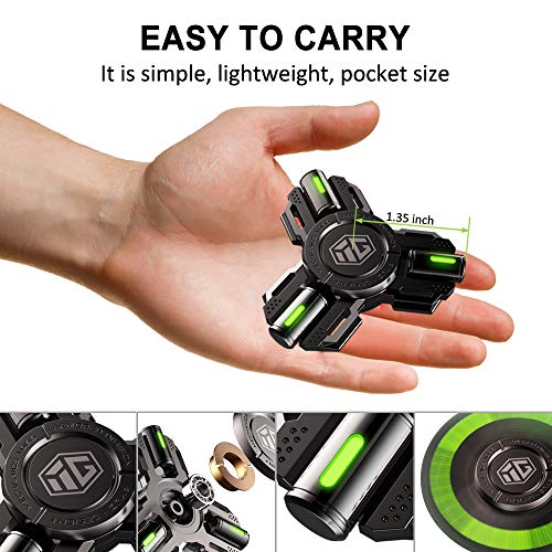 Image of Fidget Spinners, Fidget Spinner Gifts for Adults and Kids, Stress Anxiety ADHD Relief Figets Toy, Metal Finger Hand Spinner Toys with Luminous Light, Spinner Absorb Solar Light Then Release in Dark