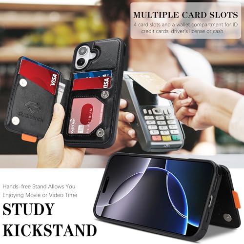 GUERNICA for iPhone 17 (6.1") Case Wallet with Card Holder, RFID Blocking Leather Protection, Shockproof Women Men Phone Case for Apple 17, A - Black by GUERNICA - Used condition - Image 6