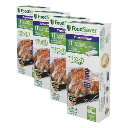 Image of FoodSaver Vacuum Sealer Bags for Extra Large Items, 11in x 16ft Expandable Heat-Seal (Pack of 8)