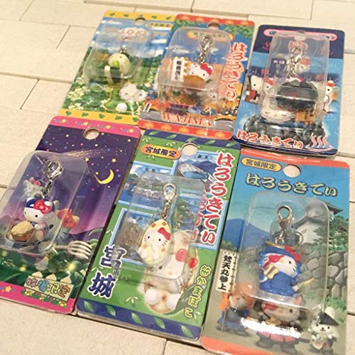 はろうきてぃ 地域限定 ファスナーマスコット 宮城・伊豆・能登半島・牧場・温泉 根付 コレクション ハローキティ チャーム 6つ