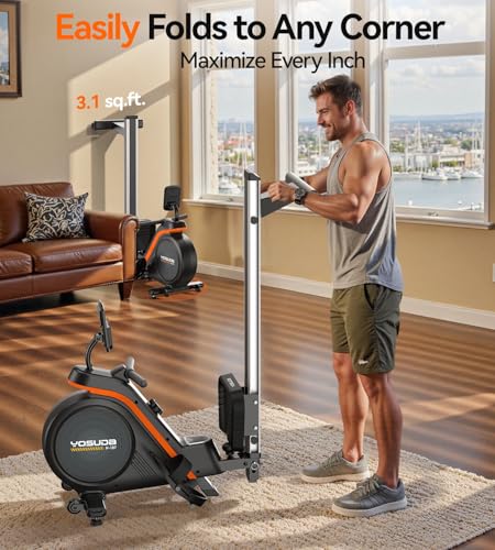 Image of YOSUDA Rowing Machine for Home, Magnetic Rower Machine for Beginners to Athletes, Use with Resistance Adjustment Function, Bluetooth, App Supported, LCD Monitor, and Comfortable Seat Cushion