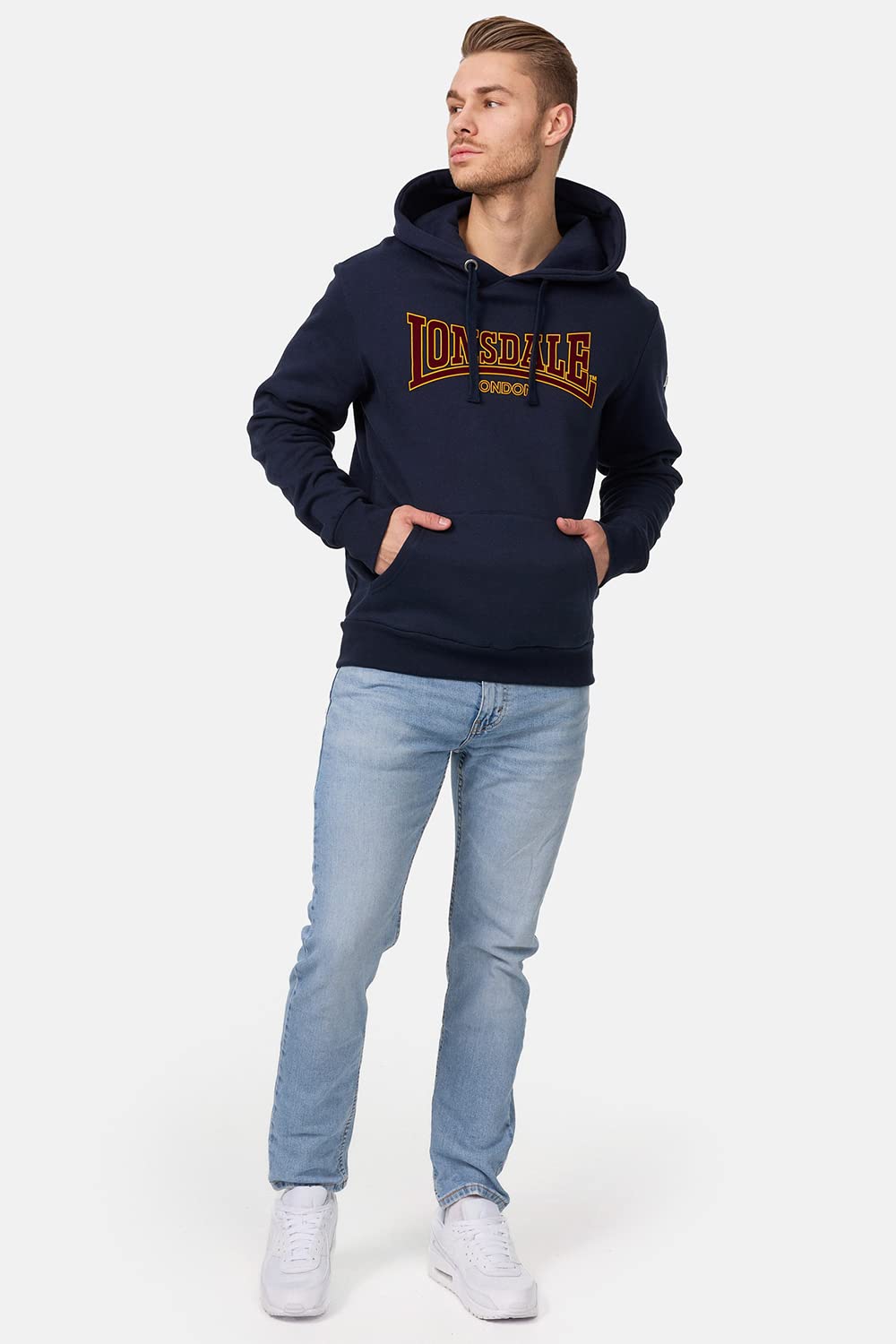 Lonsdale London Hooded Classic LL002 Hombre Sudadera con Capucha Azul
