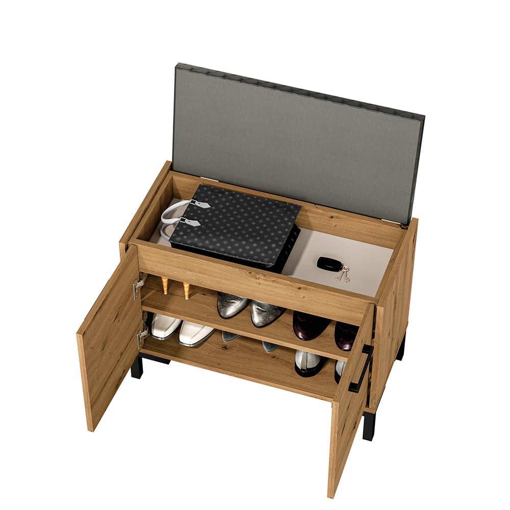 Lomadox Gardeoben-Set 3-teilig mit Paneel und Garderobenschrank | Moderne Flurgarderobe in Artisan Eiche Nb.