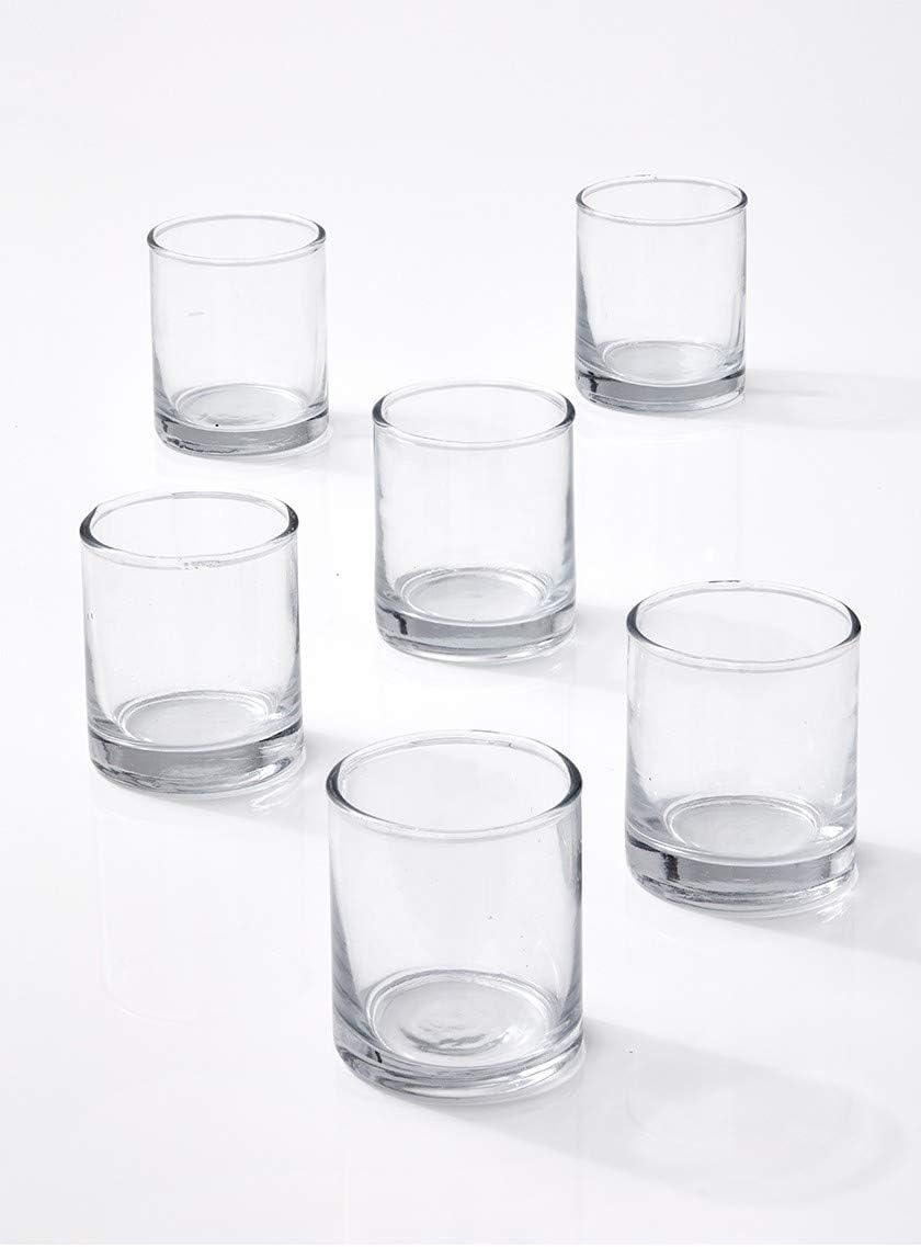 Serene Spaces Living Set of 36 Clear Glass Votive Candle Holders, Ideal for Wedding Decorations, Parties, Events, Christmas Dinner Tablescape, 3" Tall and 2.5" Diameter