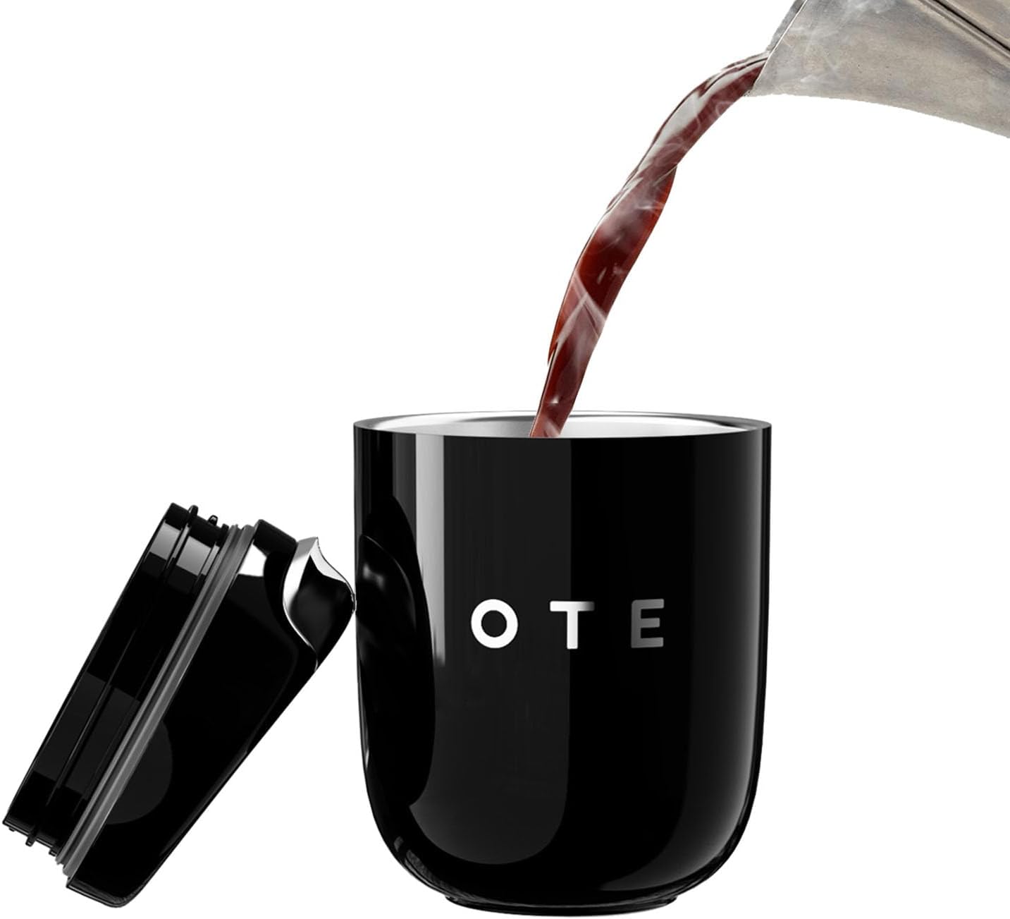 OTE Coffee Cup Travel Mug 8 OZ, Keep Ice & Hot Personal Coffee Cup, 350 ML Vacuum Insulated Tumbler, BPA-Free Stainless Steel Coffee Cups, Leakproof, Black