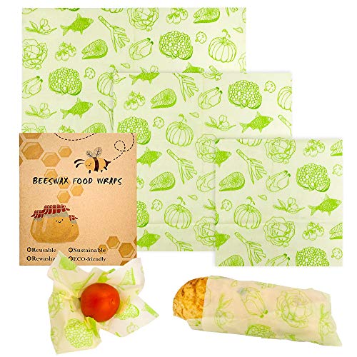 HEARTST ミツロウラップ 蜜蝋ラップ キッチン ラップ エコラップ 100% 天然 再利用可能 食材 果物 可洗浄 重複使用 ラップ キッチンラップ 天然フード ラップ 蜜ろう 蜜蝋 お土産 贈り物 3個セット (K)