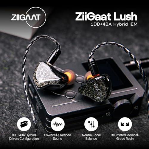 Image of Linsoul ZiiGaat Lush in Ear Monitor, 1DD+4BA Hybrid Earphone IEM, Studio Monitor Tunning Wired Earbuds with Detachable Cable for Professional Music Engineers Audiophiles (Silver)