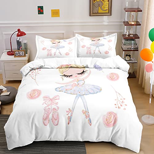 NDXRWDZR Funda Nordica Infantiles Bailarina Azul Edredón Cama 90 para Niñas Niños con Cremallera Microfibra de Suave Transpirable Fundas Nordicas 150x200 cm + 2 Fundas de Almohada 50x80 cm