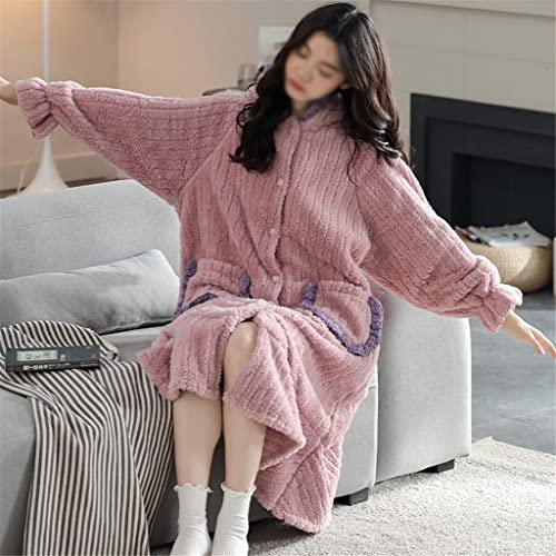 Pyjama femme rose XXL à capuche version ample pour l'hiver - 6