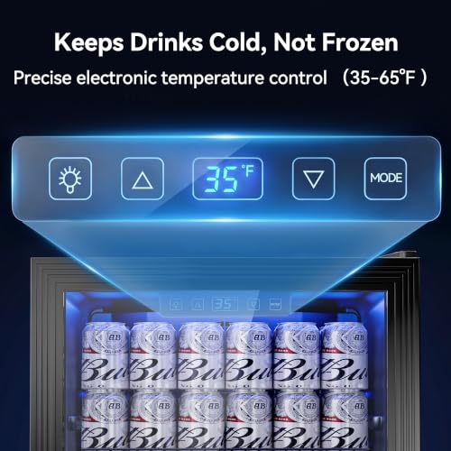 Image of Tehanld 2.5 Cu.Ft Wine Fridge, Beverage Fridge With Glass Door, Wine Cooler Refrigerator, Beverage Drink Beer Cooler, Adjustable Shelves & Digital Temperature Display, 22 Bottle 95 Can