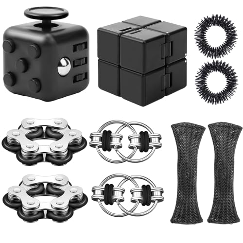 Fidget Cube, 10 teiliges Anti Stress Spielzeug Set für Erwachsene and Kinder, Spielzeug zur Entspannung, Förderung der Konzentration, Für Schule, Büro, Reise, Jederzeit Entspannen