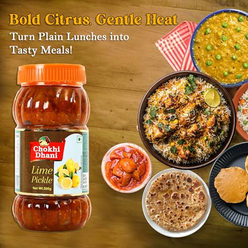 Image of Chokhi Dhani Lime Pickle 500g | Tangy & Spicy Nimbu Achar | Oil Free Lemon Pickle | No Onion No Garlic | Traditional Indian Pickle | Homemade Style