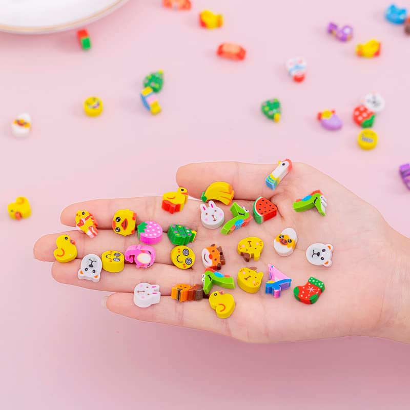 300 Pack Mini Erasers for Kids Bulk, Cute 3D Tiny Erasers Assortment, Colorful Cake, Digital and Animal Assorted Eraser Mini Novelty Erasers for Party Favors, Homework Rewards, Gift Filling