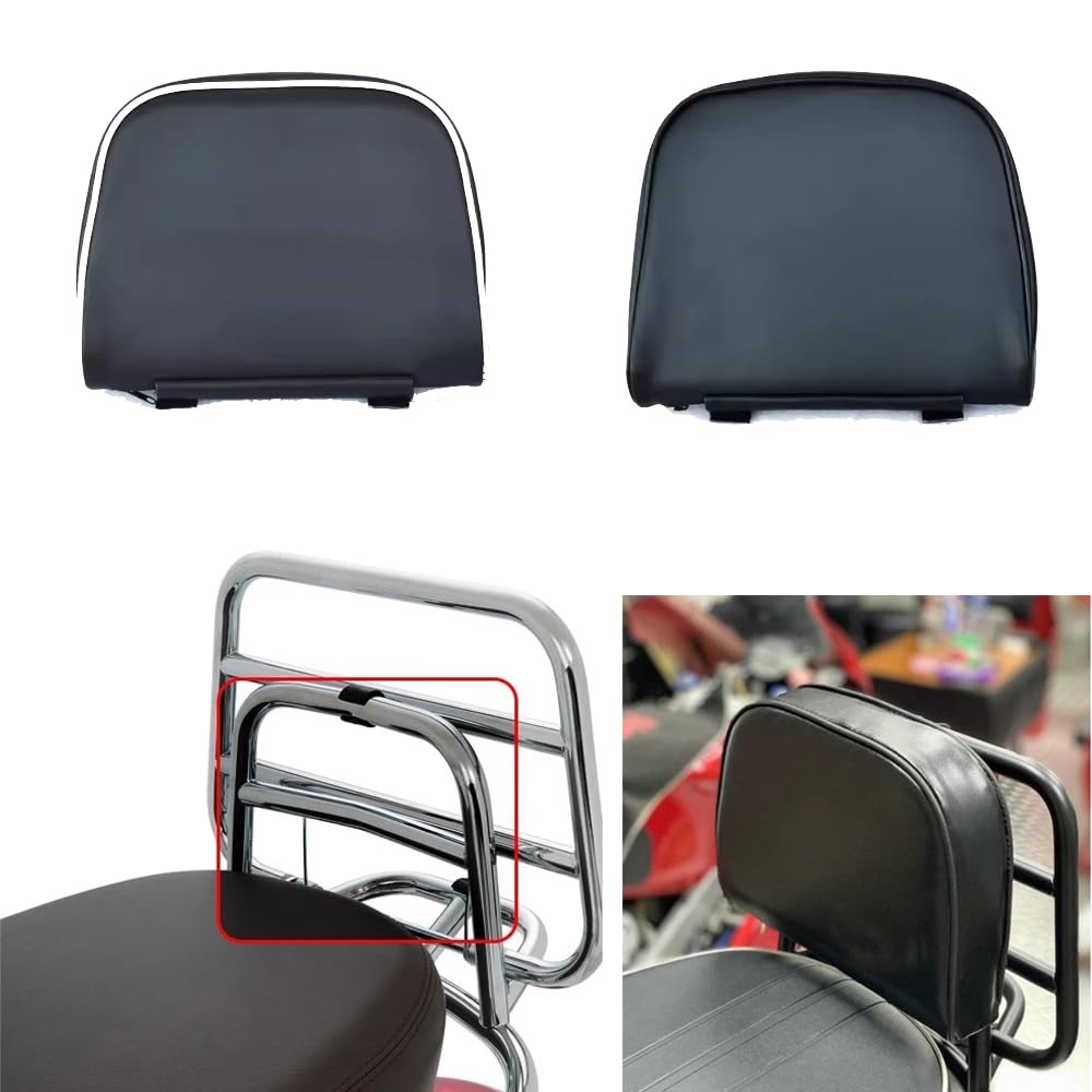 Motocicleta Asiento Trasero del Pasajero el Respaldo Trasero Cojín Sissy Bar Cojín Almohadilla para el Respaldo del Portaequipaje Pad compatible con Vespa GTS300 GTV Primavera Sprint 150 (Negro)