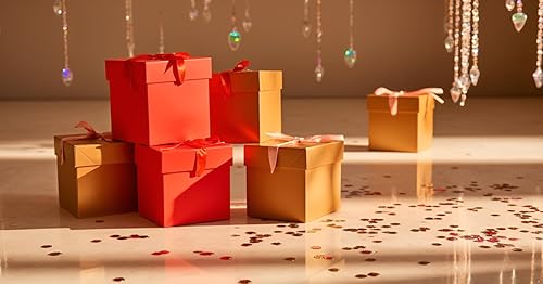 Vista 59 de Paquete de 12 cajas de regalo con tapas, cajas cuadradas anidadas con tapas para el día del padre, graduaciones, bodas, cumpleaños y Navidad, caja