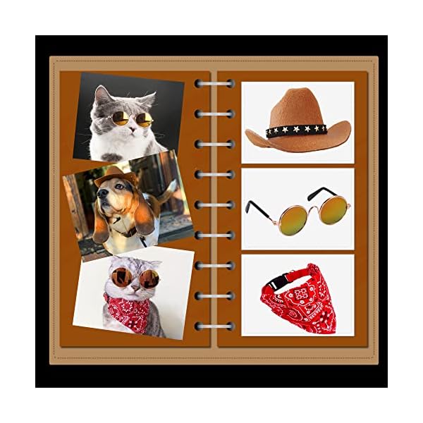 Gallarato cowboy costume for pet cowboy bandanna cowboy hat for pet cowgirl bandanna sunglasses hiphop costume for pet hippie costume - image 3